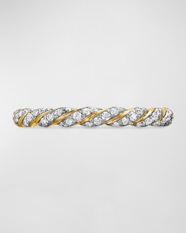 David Yurman Paveflex Ring with Diamonds in 18K Gold, 2.7mm