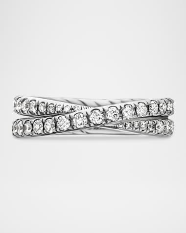 David Yurman DY Crossover Band Ring with Diamonds in Platinum, 5.2mm