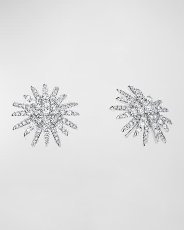 David Yurman Starburst 18k White Gold Diamond Pave Stud Earrings