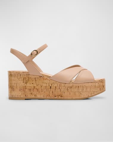 Stuart Weitzman Carmen Midi Crisscross Platform Wedge Sandals