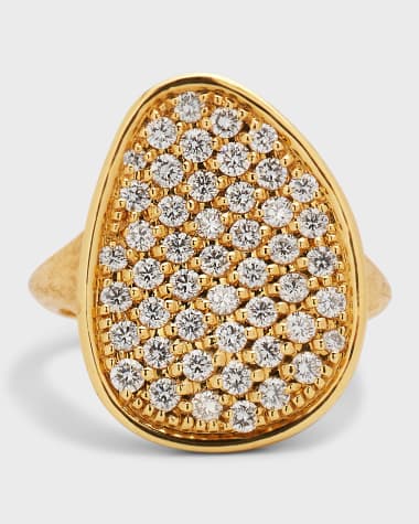 Marco Bicego Lunaria Yellow Gold Ring with Diamonds - Size 7