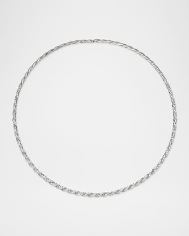 David Yurman Sculpted Cable Flex Necklace in 18K White Gold, 3.7mm