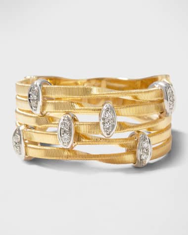 Marco Bicego Marrakech Onde 18k 5-Strand Diamond Ring, Size 7
