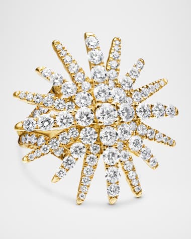 David Yurman Starburst Ring with Diamonds in 18K Gold, 28mm