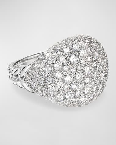 David Yurman Chevron Pave Diamond Pinky Ring in 18k White Gold
