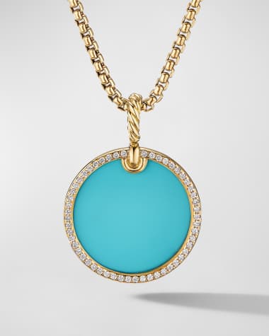 David Yurman DY Elements Disc Pendant with Diamonds in 18K Gold, 24mm