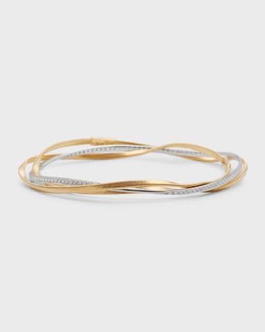 Marco Bicego Marrakech 18K Yellow and. White Gold Three Strand Diamond Bracelet