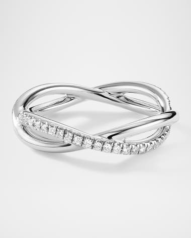 David Yurman DY Infinity Band Ring with Diamonds in Platinum, 4.18mm