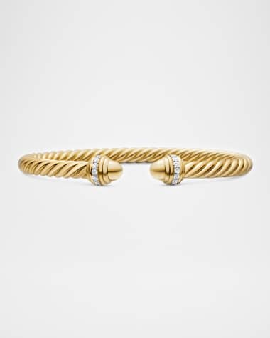 David Yurman 18k Gold Cable Bracelet w/ Diamonds