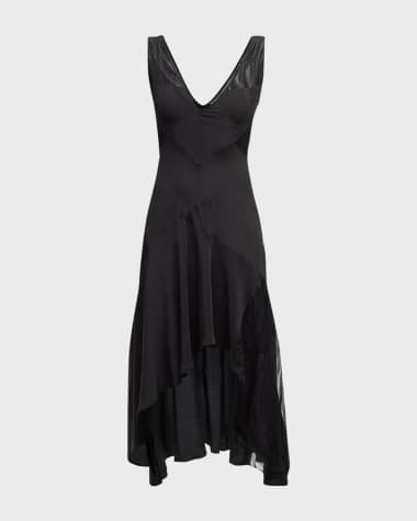 Iro Judya Sheer Paneled V-Neck Midi Dress