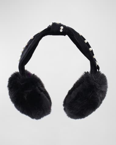 Surell Accessories Pearly Knotted Velvet & Faux Fur Ear Muffs