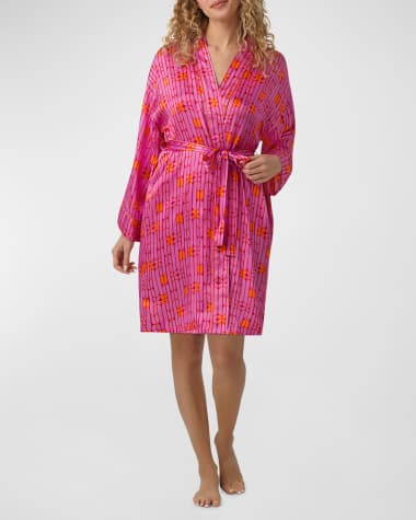 Trina Turk x Bedhead Pajamas Geometric-Print Silk Satin Robe