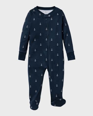 Petite Plume Kid's Pima Cotton Star Printed Footie, Size Newborn-24M
