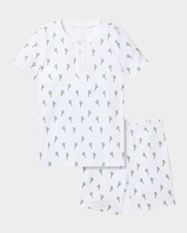 Petite Plume Kid's Pima Cotton Snug Fit Pajama Short Set, Size 7-14