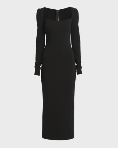 Dolce&Gabbana Square-Neck Long-Sleeve Milano Jersey Midi Dress