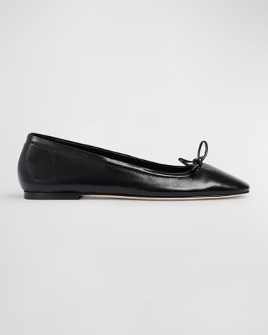 Aeyde Delfina Leather Bow Ballerina Flats