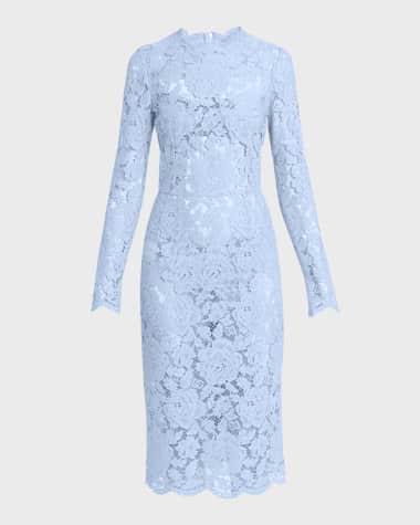 Dolce&Gabbana Floral Lace Long-Sleeve Midi Dress
