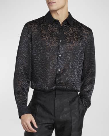 Versace Men's Barocco Silk Sport Shirt