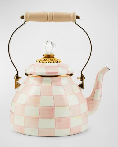 MacKenzie-Childs Rosy Check Enamel Tea Kettle, 2 Quarts