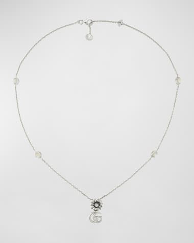 Gucci GG Marmont Flower Sterling Silver & Pearl Necklace