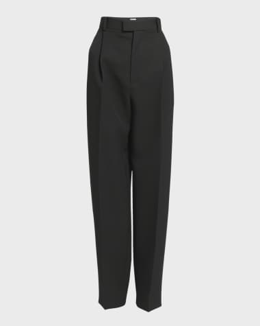 Bottega Veneta High-Rise Pleated Straight-Leg Trousers