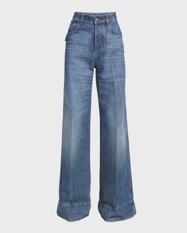 Bottega Veneta High-Rise Wide-Leg Denim Boyfriend Trousers