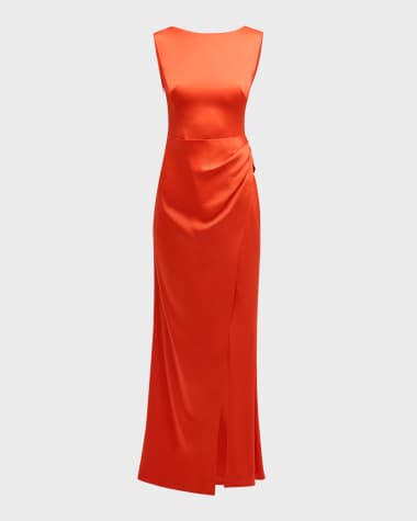 SIMKHAI Tommy Draped Open-Back Column Gown