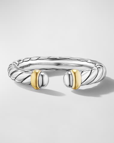 David Yurman Cable Flex Open Ring in Silver and 14K Gold, 3.4mm