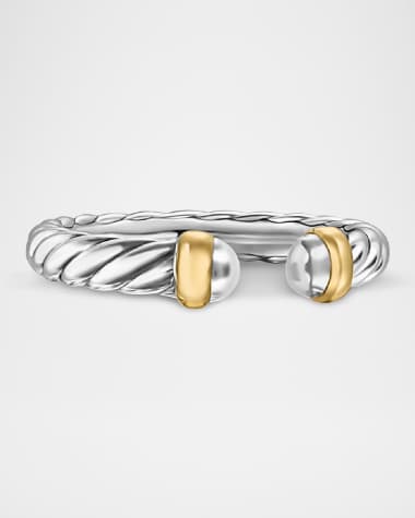 David Yurman Cable Flex Open Ring in Silver and 14K Gold, 3.4mm