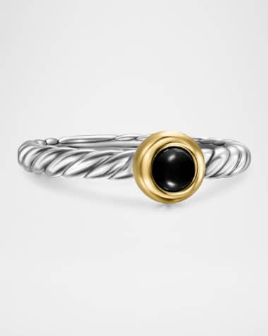 David Yurman Cable Flex Ring with Gemstone in Silver and 14K Gold, 2.8mm