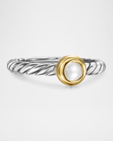 David Yurman Cable Flex Ring with Gemstone in Silver and 14K Gold, 2.8mm