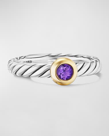 David Yurman Cable Flex Ring with Gemstone in Silver and 14K Gold, 2.8mm