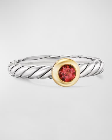 David Yurman Cable Flex Ring with Gemstone in Silver and 14K Gold, 2.8mm