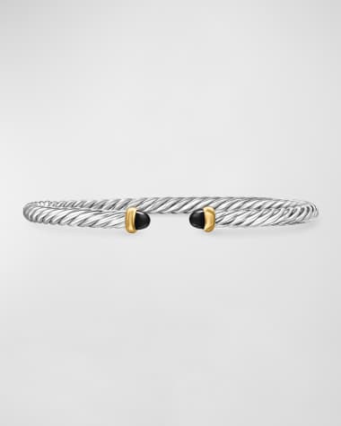 David Yurman Cable Flex Bracelet with Gemstone in Silver and 14K Gold, 4mm