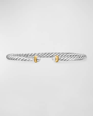 David Yurman Cable Flex Bracelet with Gemstone in Silver and 14K Gold, 4mm