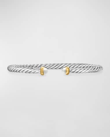 David Yurman Cable Flex Bracelet with Gemstone in Silver and 14K Gold, 4mm