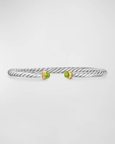 David Yurman Cable Flex Bracelet with Gemstone in Silver and 14K Gold, 4mm