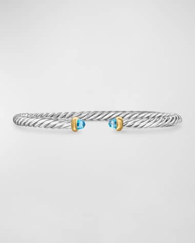 David Yurman Cable Flex Bracelet with Gemstone in Silver and 14K Gold, 4mm