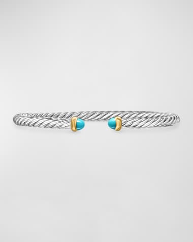 David Yurman Cable Flex Bracelet with Gemstone in Silver and 14K Gold, 4mm