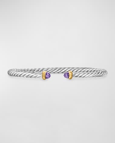 David Yurman Cable Flex Bracelet with Gemstone in Silver and 14K Gold, 4mm