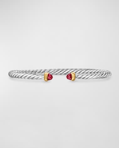 David Yurman Cable Flex Bracelet with Gemstone in Silver and 14K Gold, 4mm