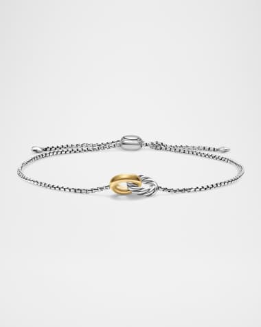 David Yurman Petite Cable Linked Hoop Bracelet in Silver and 14K Gold, 1.5mm