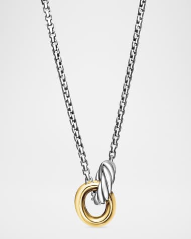 David Yurman Petite Cable Linked Necklace in Silver and 14K Gold, 15-17"L