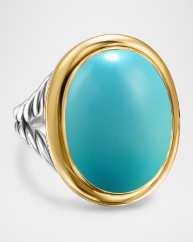 David Yurman Oval Ring with Gemstone in Silver and 18K Gold, 24.5x21mm