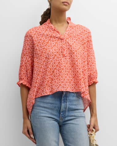 Women Tops V Neck Contrast Guipure Lace Panel Blouse (Color : Orange, Size  : Small) : : Clothing, Shoes & Accessories