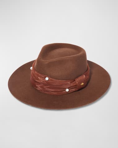 Lele Sadoughi Farrah Wool Fedora With Embellished Band