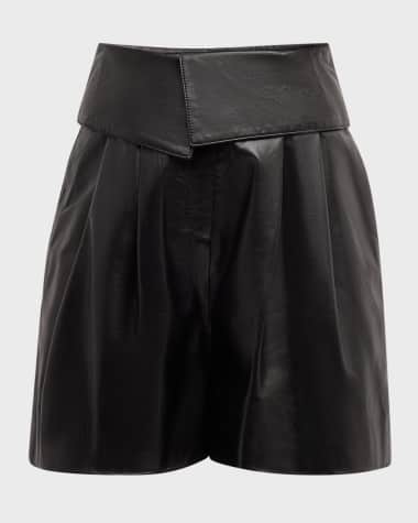 Salon 1884 Marca Pleated Leather Shorts