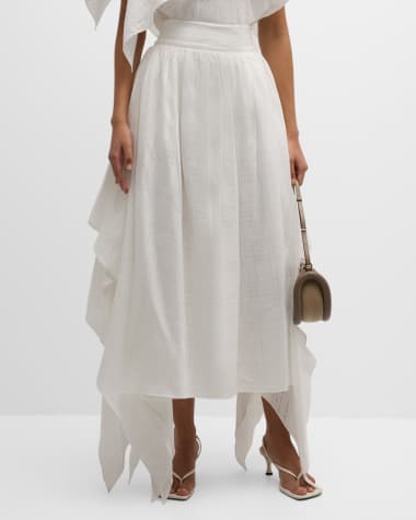 Salon 1884 Lucia Check Linen Handkerchief Maxi Skirt
