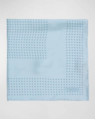 TOM FORD Men's Mulberry Silk Polka Dot-Print Pocket Square