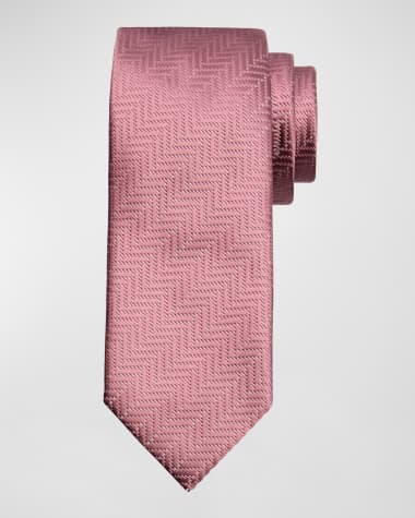 TOM FORD Men's Mulberry Silk Chevron Tie